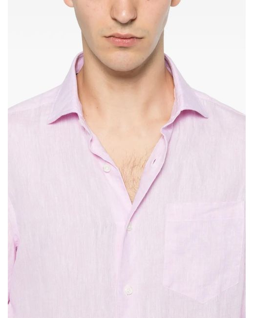Truzzi Pink Chest-Pocket Button-Up Shirt for men