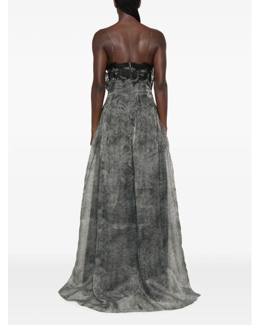 Ermanno Scervino Black Lace-Trimmed Maxi Dress