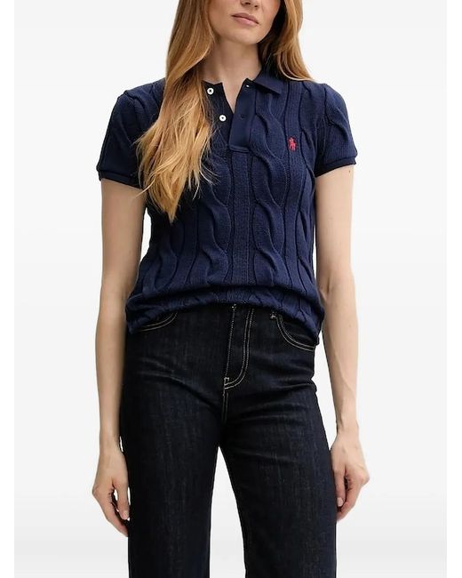 Polo Ralph Lauren Blue Cable-Knit Polo Shirt
