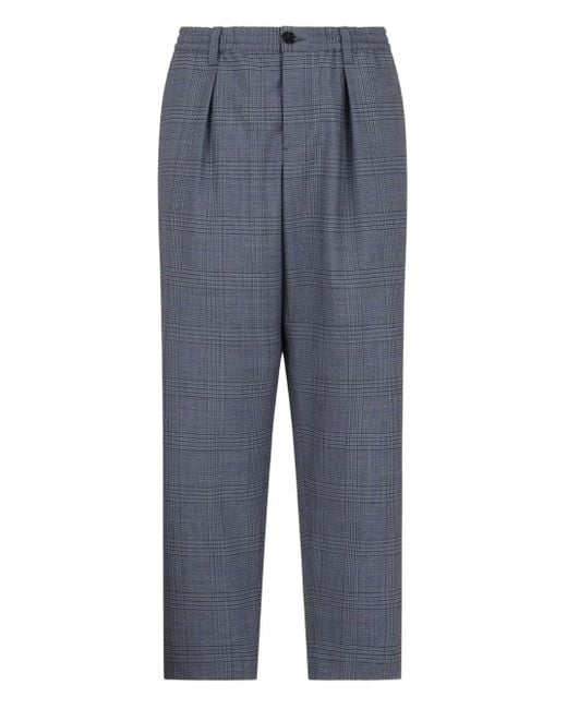 Marni Blue Checked Pleated Trousers for men