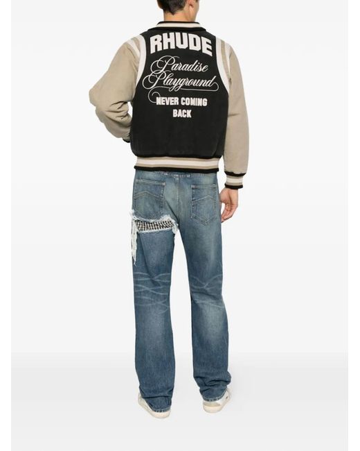 Rhude Black Varsity Jacket for men