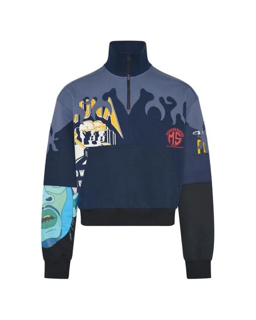 MARINE SERRE Blue Pull À Design Patchwork