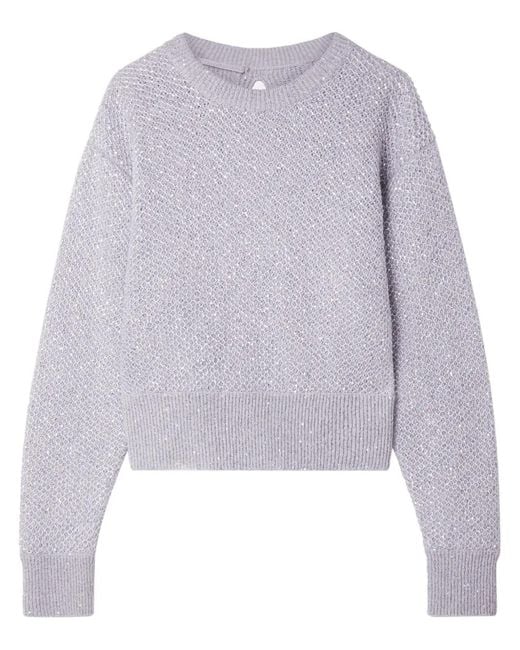 Stella McCartney Purple Sequin-Embellished Wool-Blend Jumper