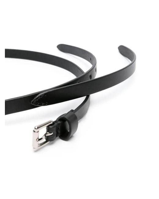 D4.0 Black Double-Strap Leather Belt for men