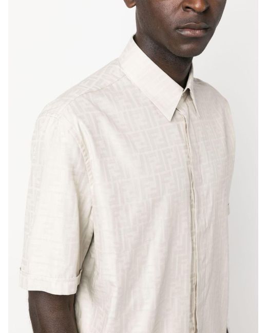 Camisa con monograma y manga corta Fendi de hombre de color White