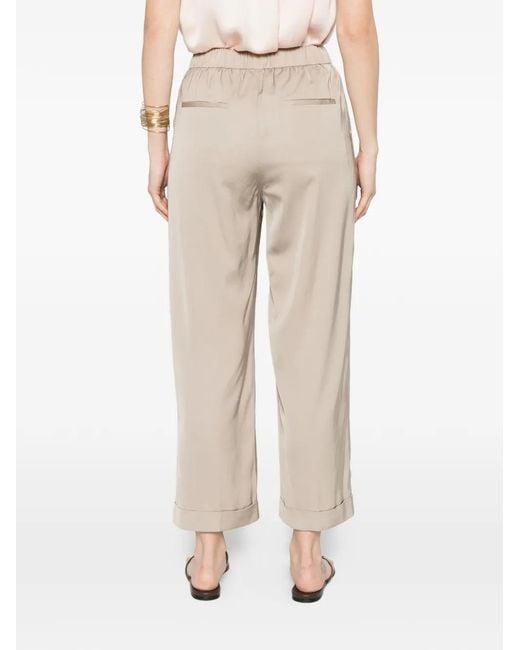 Peserico White Elasticated-Waistband Turned-Up-Cuff Trousers