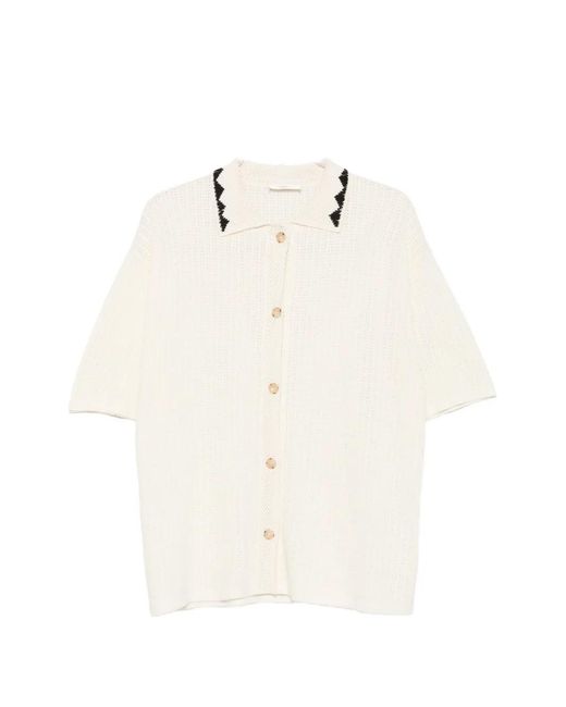 Commas White Triangle-Embroidered Shirt for men