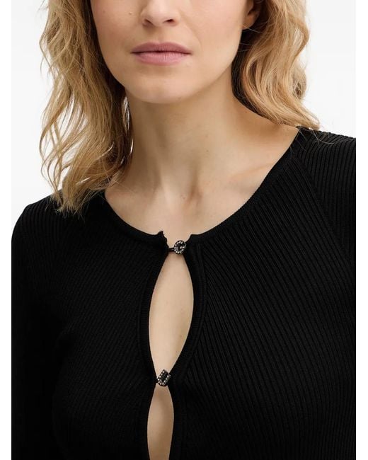 Guess Black Ribbed-Knit Cardigan