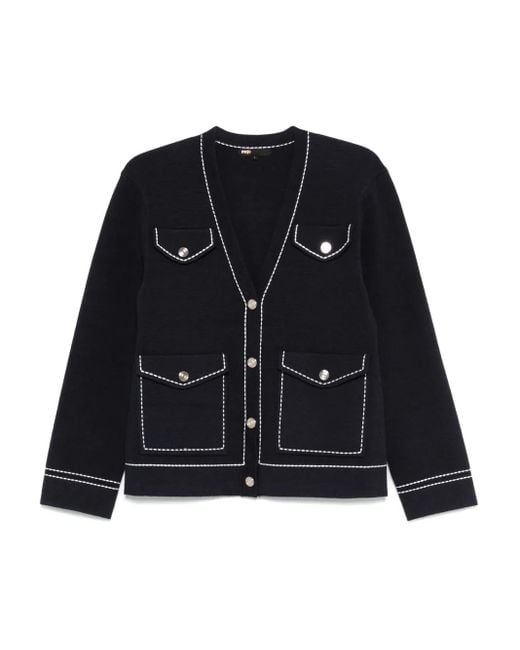 Maje コントラストステッチ カーディガン Black