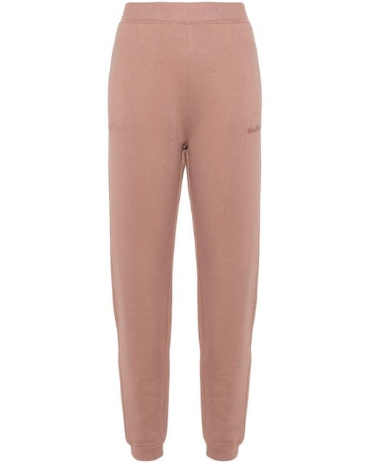 Max Mara Pink Oncia Logo-embroidered Cotton Blend Track Pants