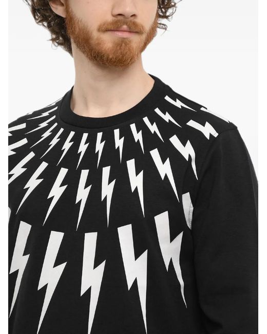 Neil Barrett Black Fair-Isle Thunderbolt Sweatshirt for men