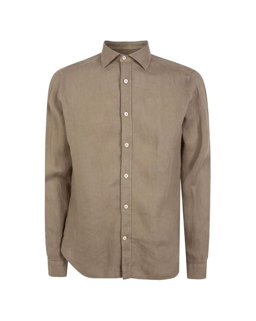 Tintoria Mattei 954 Brown Long-Sleeve Shirt for men