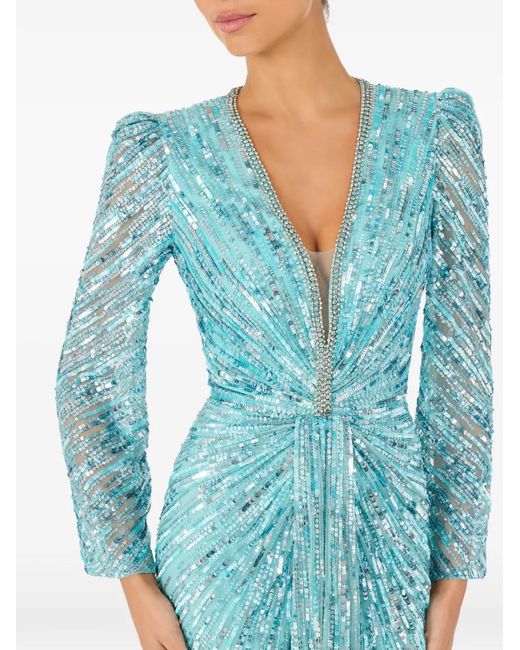 Jenny Packham Blue Darcy Sequin-Embellishment Maxi Dress