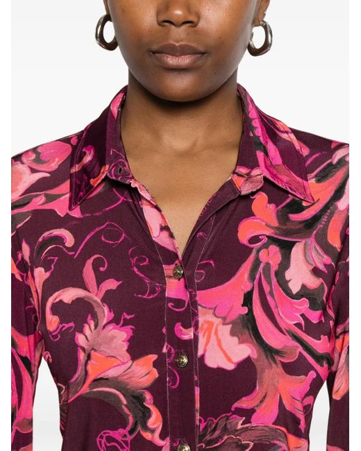 Versace Jeans Couture Red Porcelain Barocco Button-Up Shirt