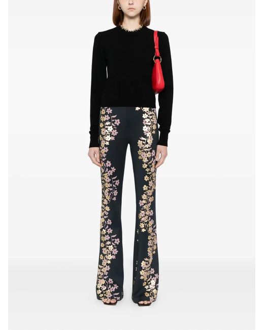 Cynthia Rowley Black Foil-Print Trousers