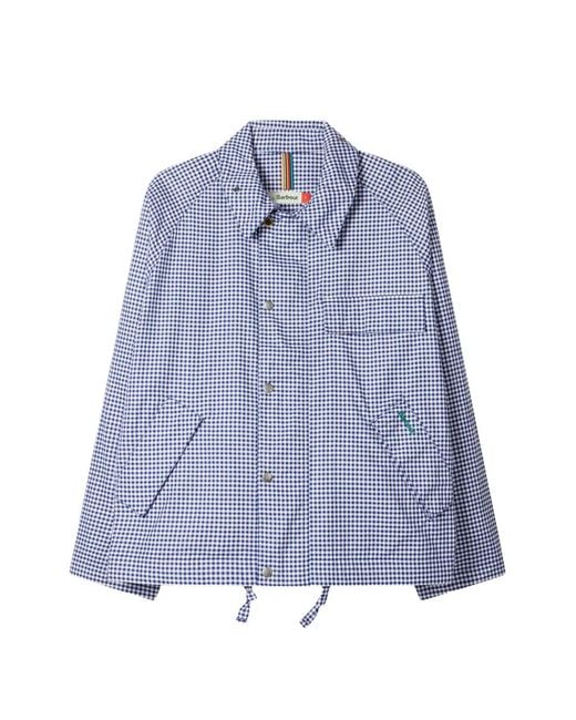 Paul Smith Blue Veste Barbour À Carreaux Et Lien De Resserrage for men
