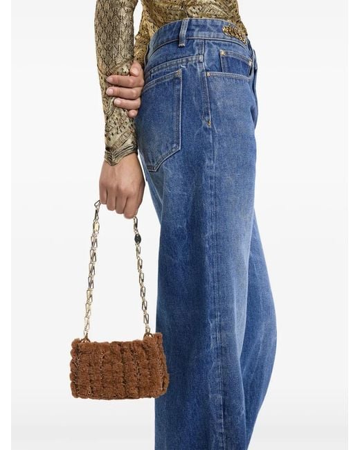 Rabanne White 1969 Nano Shearling Shoulder Bag