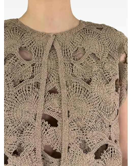 Kangra Natural Openwork-Knit Blouse
