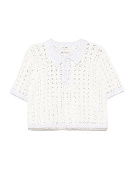Forte Forte White Gestricktes Poloshirt