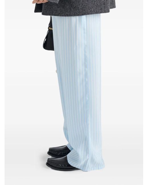 Prada Blue Striped Silk Trousers