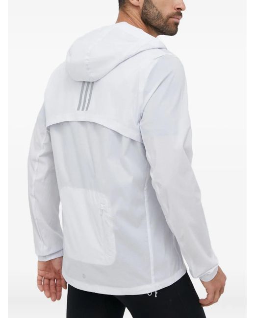 Adidas White Reflective-Stripe Hooded Jacket for men