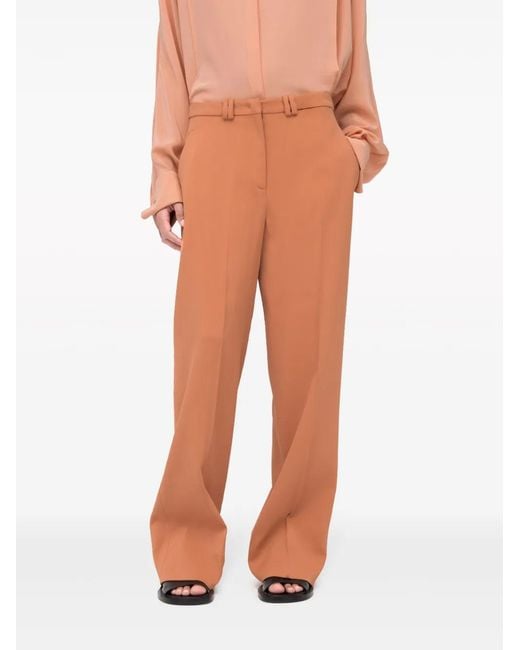 Another Tomorrow Orange Straight-Leg Viscose Trousers