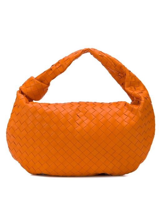 Bottega Veneta Orange Jodie Small Knotted Intrecciato Leather Tote