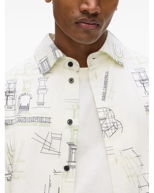 Karl Lagerfeld White Rue St-Guillaume Printed Shirt for men