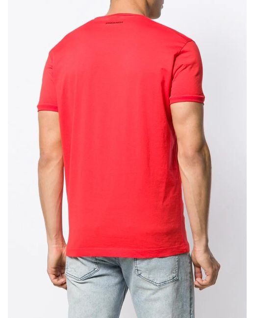 DSquared² Red Circle Logo Printed T-Shirt for men
