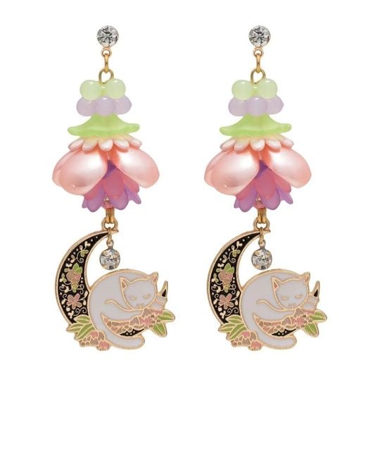 Amir Slama Pink Cat Drop Earrings