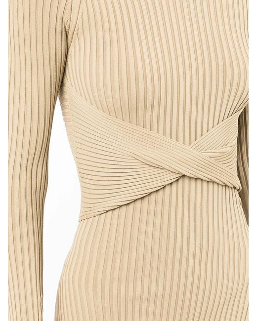 Dion Lee Natural Twist-Detail Ribbed-Knit Minidress