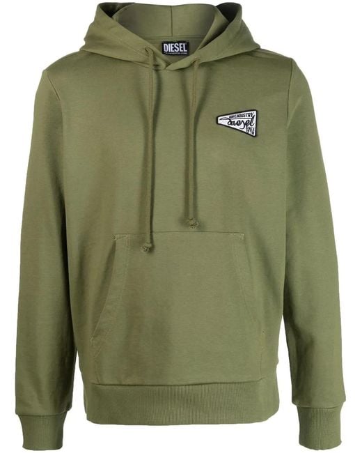 DIESEL Green Logo-Patch Hoodie for men
