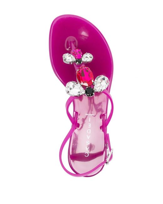 Sandalias Jelly con apliques de cristal Casadei de color Pink