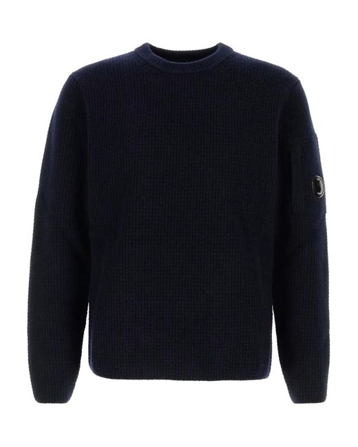 C P Company Blue Pocket Wool Blend Sweater for men