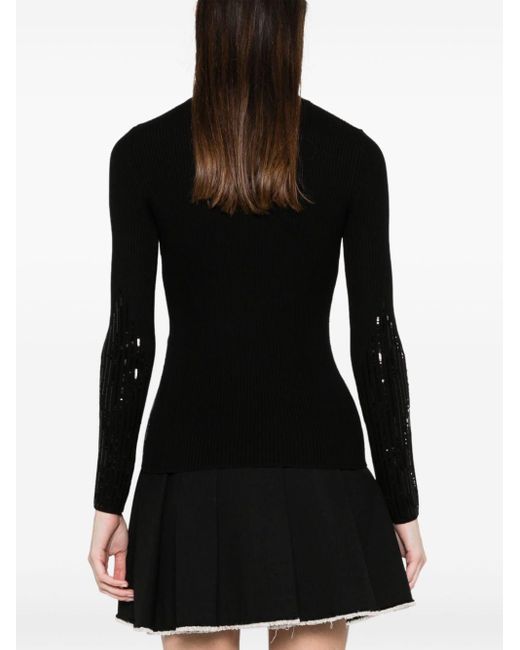 Karl Lagerfeld Black Sequin-embellished Knitted Top