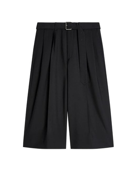 Dries Van Noten Black Belted Wool Shorts for men