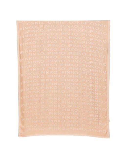 Pinko Natural Logo Frayed Scarf