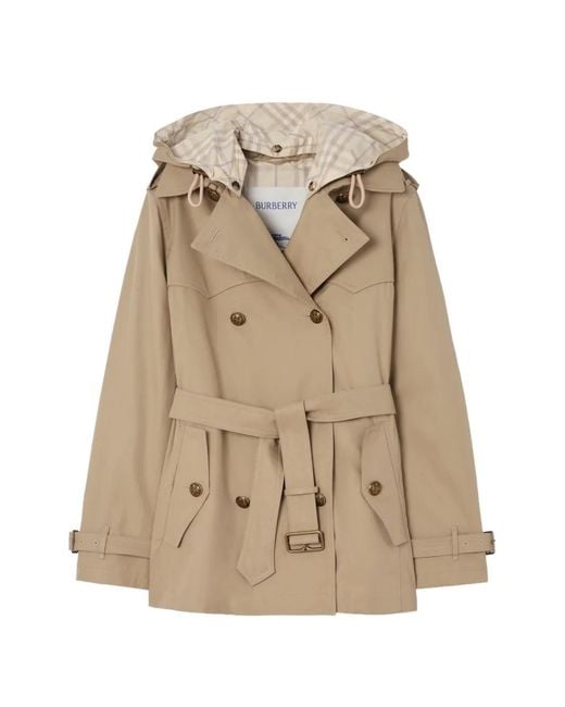 Burberry Natural Short Tropical Gabardine Foxfield Trench Coat