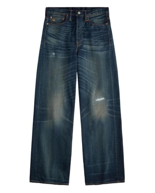 RRL Blue Distressed-Effect Jeans