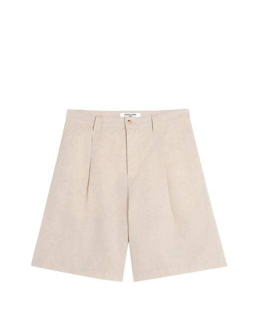 Maison Kitsuné Natural Pleated Mini Shorts for men