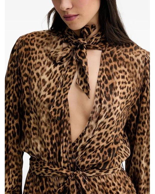 Melissa Odabash Brown Leopard-Print Ruffled Maxi Dress