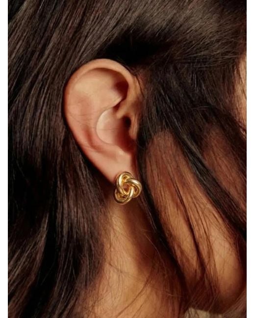 Yoj Metallic Kalno Knot Midi Earrings
