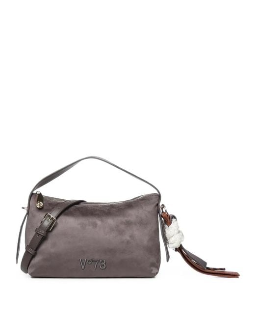 V73 Brown Danielle Fringe-Charm Shoulder Bag