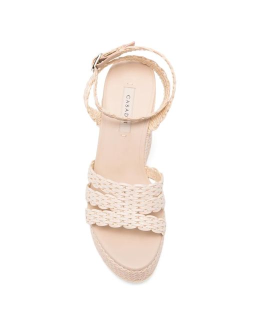 Casadei Natural Woven Wedge Espadrilles