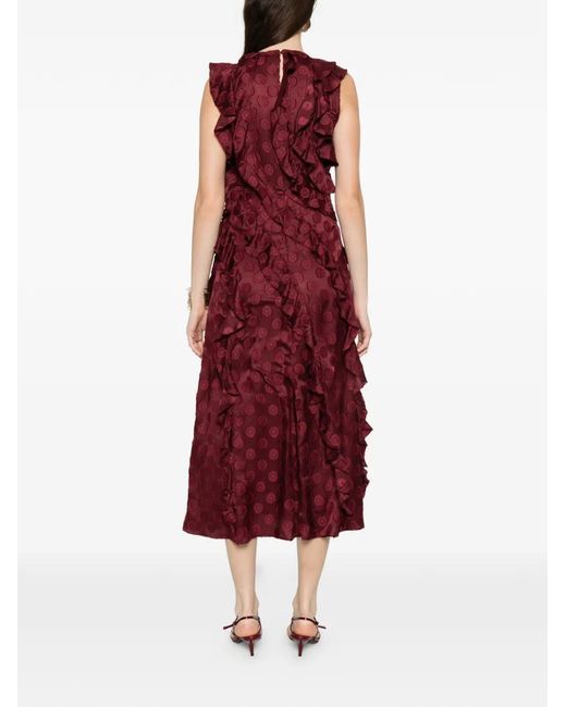 Ulla Johnson Red Kavita Cascading Ruffled Midi Dress