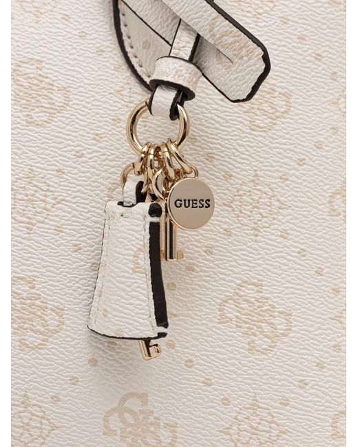 Guess Natural Emelie Monogram-Print Logo-Plaque Tote Bag