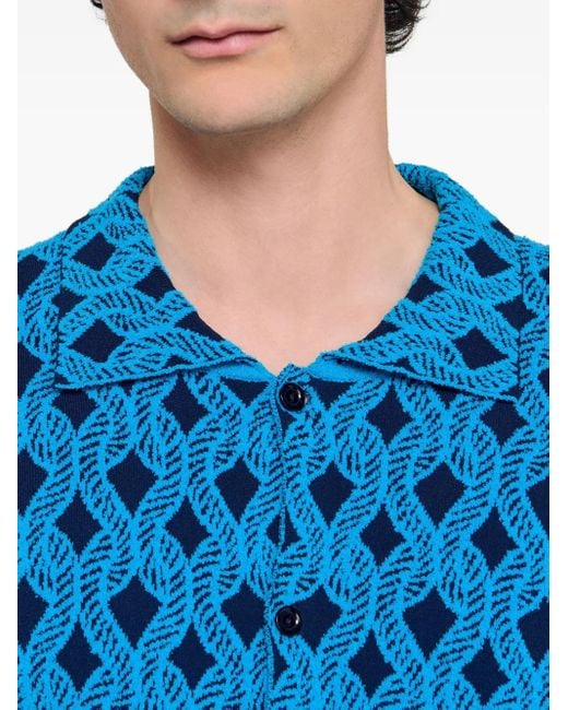 Sandro Overhemd Met Korte Mouwen En Patroon in het Blue voor heren