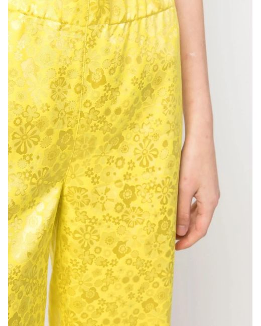 P.A.R.O.S.H. Yellow Floral-Jacquard Wide-Leg Trousers