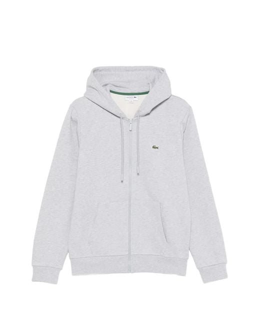 Lacoste White Zip-Up Hoodie for men