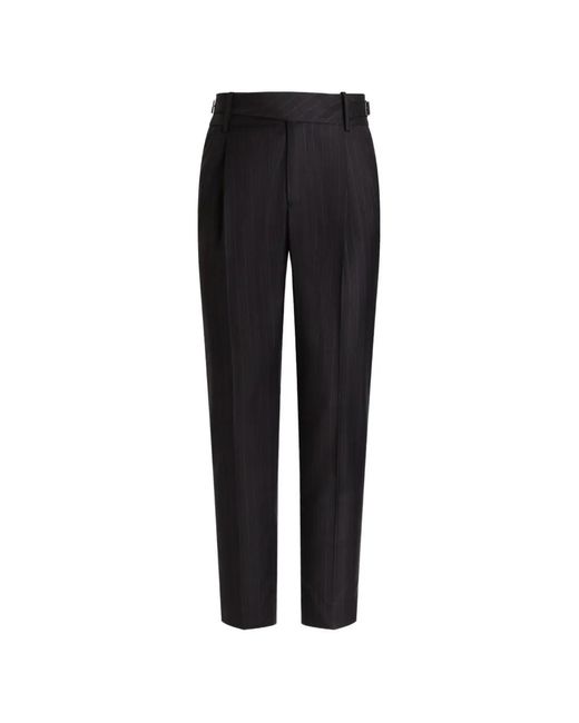 Dolce & Gabbana Black Pantalon En Laine À Fines Rayures for men